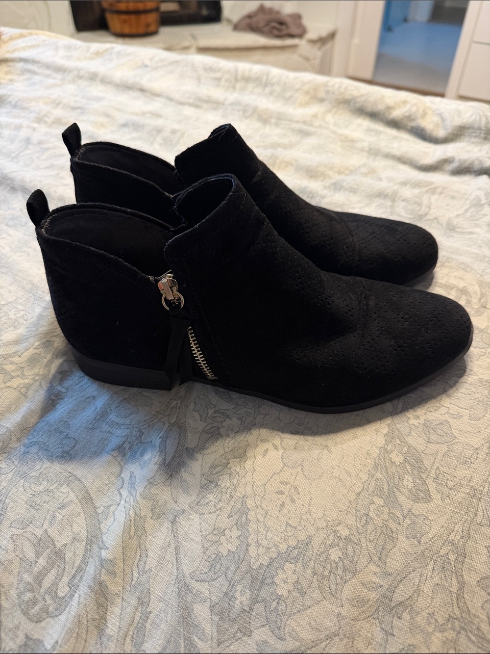 Dr. Scholl's Black Suede Ankle Booties with Side Zip
